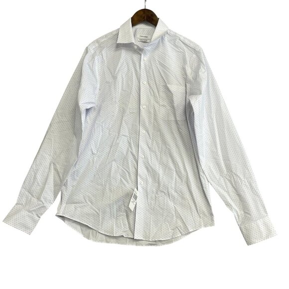 NEW Calvin Klein Men's M White Pattern Button down Dress Shirt - Picture 3 of 10